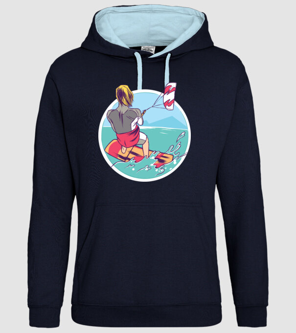 Kite Surf model albastru închis pe tricou