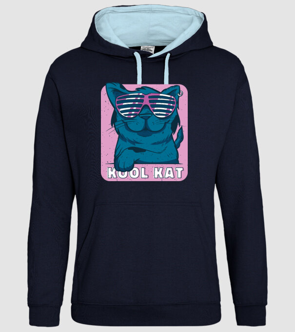 Kool Cat - Pisică Cool model albastru închis pe tricou