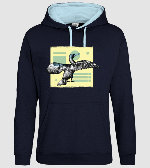 Pasăre cormoran model albastru închis pe tricou