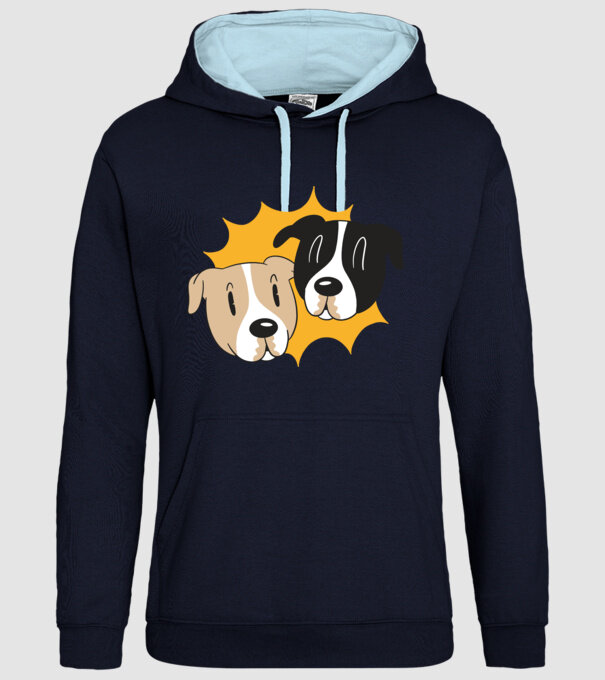 Capete de câini model albastru închis pe tricou