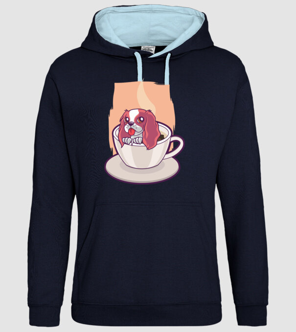 Cafea câine model albastru închis pe tricou