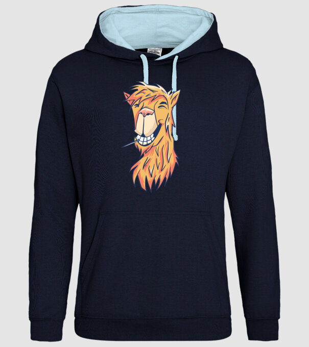 Cap de Lama model albastru închis pe tricou
