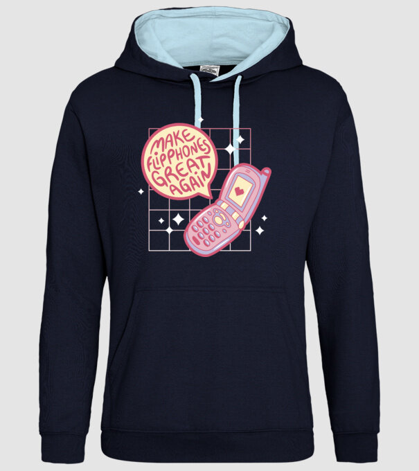 Make Flipphones Great Again Retro model albastru închis pe tricou