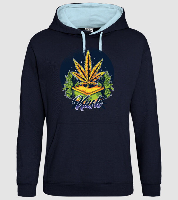 Marijuana Kush model albastru închis pe tricou