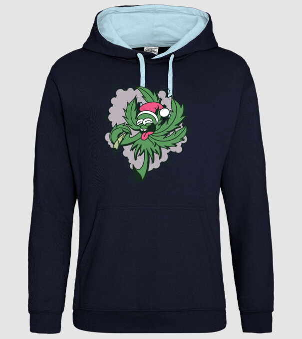 Marijuana Santa model albastru închis pe tricou