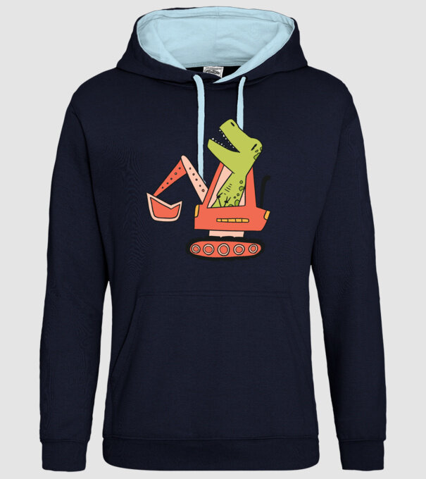 Excavator dinozaur model albastru închis pe tricou