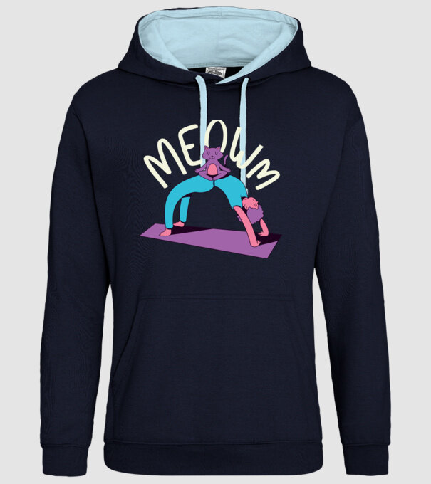 Meowm - Pisică Yoga model albastru închis pe tricou
