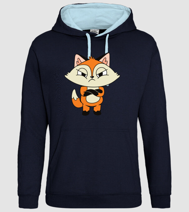 Vulpe furioasă model albastru închis pe tricou