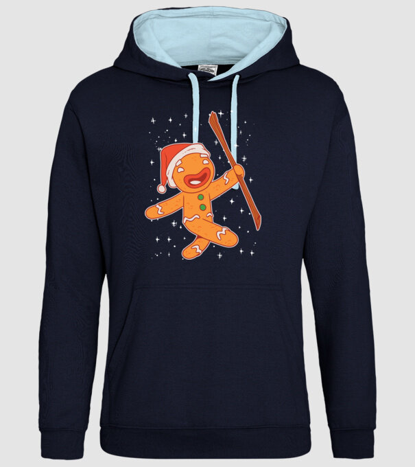 Turtă dulce Moș Crăciun tricou model albastru închis pe tricou