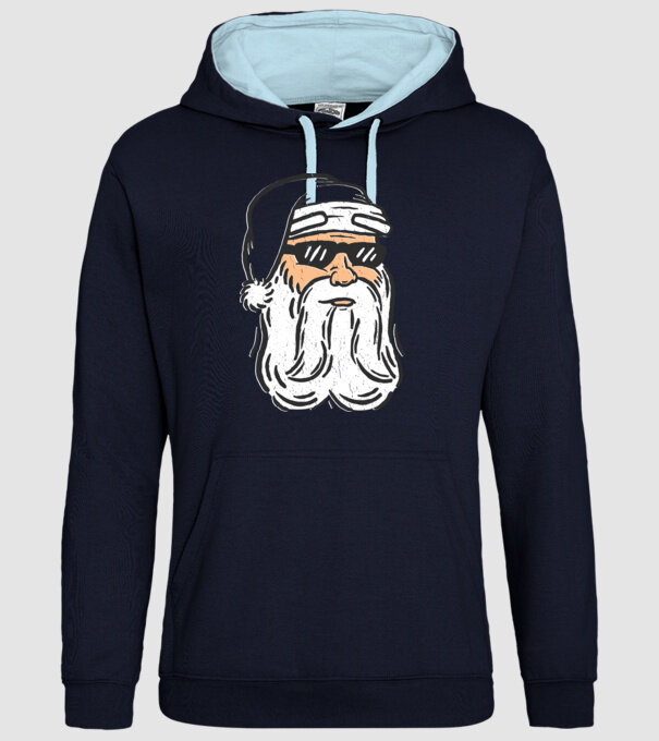 Cap Moș Crăciun model albastru închis pe tricou