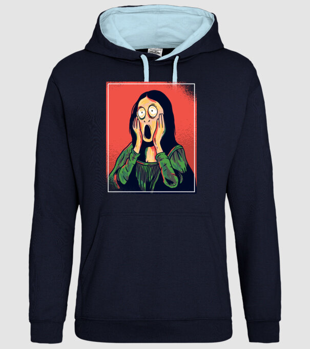 Mona Lisa țipăt model albastru închis pe tricou
