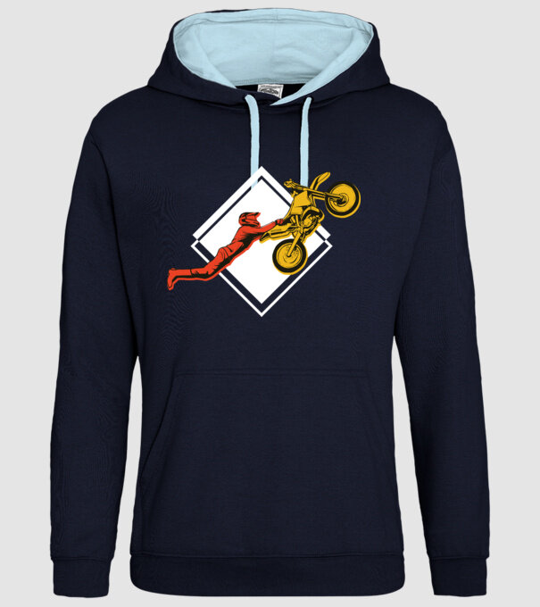 Săritură motocicletă model albastru închis pe tricou