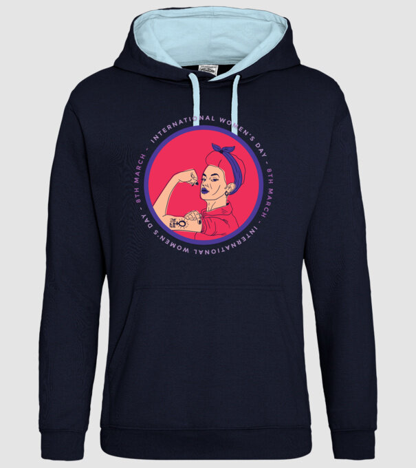 Ziua Internațională a Femeii 8 martie model albastru închis pe tricou