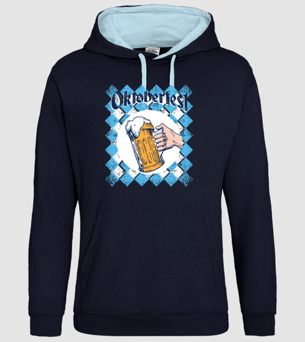 Tricou cu bere Oktoberfest model albastru închis pe tricou