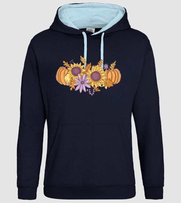 Scena de toamnă Halloween model albastru închis pe tricou