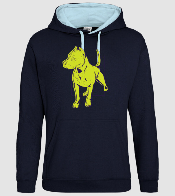 Câine Pitbull model albastru închis pe tricou