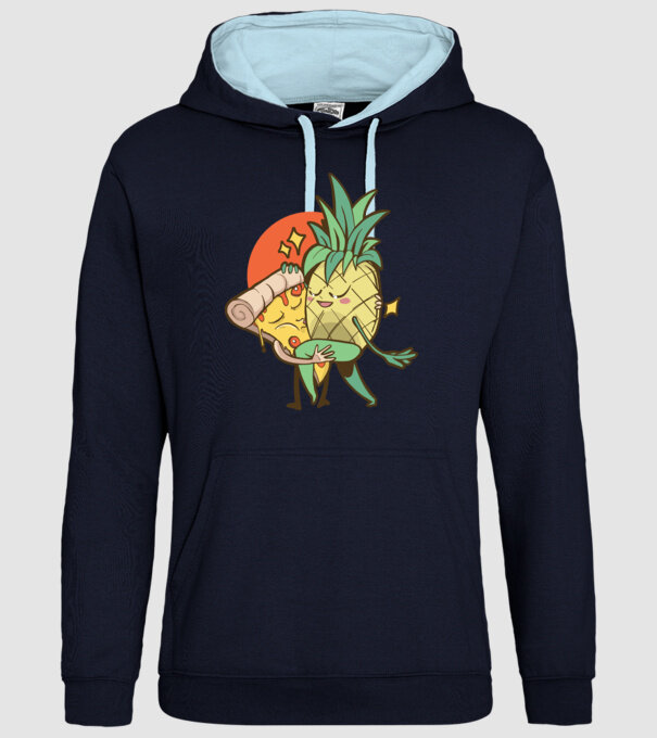 Pizza Ananas Dans model albastru închis pe tricou