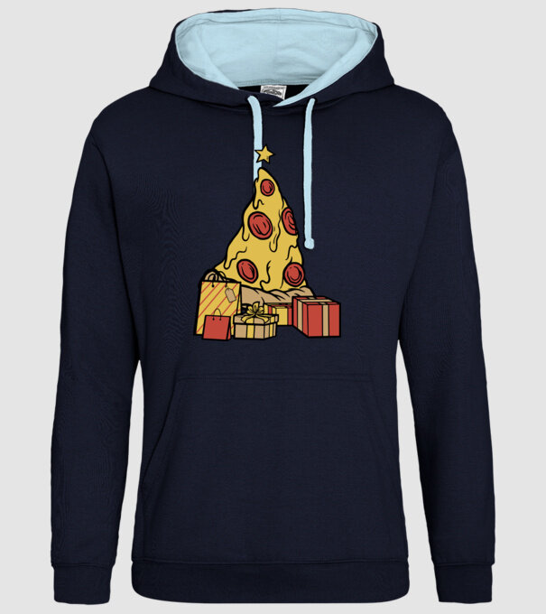 Pizza pom de Crăciun model albastru închis pe tricou