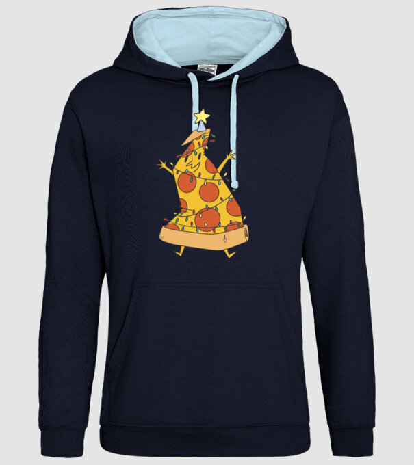 Pizza pom de Crăciun model albastru închis pe tricou