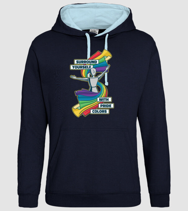 Pride cu curcubeu model albastru închis pe tricou