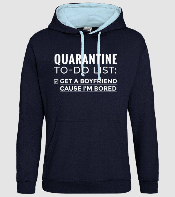 Quarantine to do list model albastru închis pe tricou