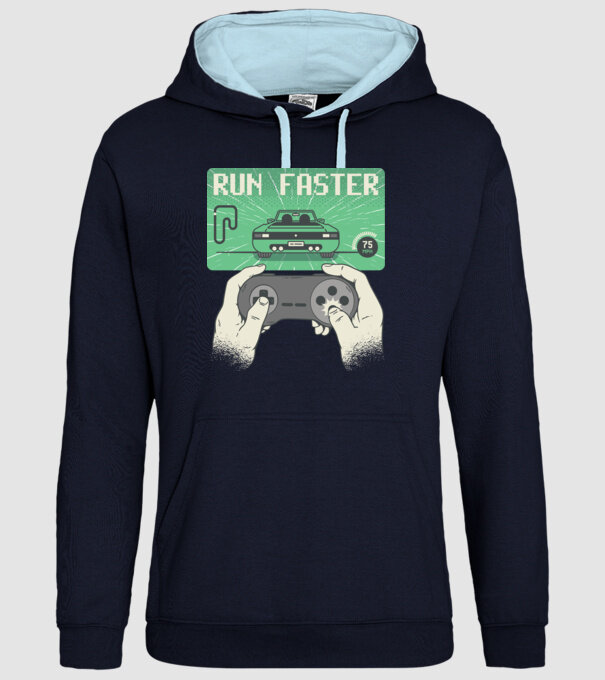 Retro gamer Outrun model albastru închis pe tricou