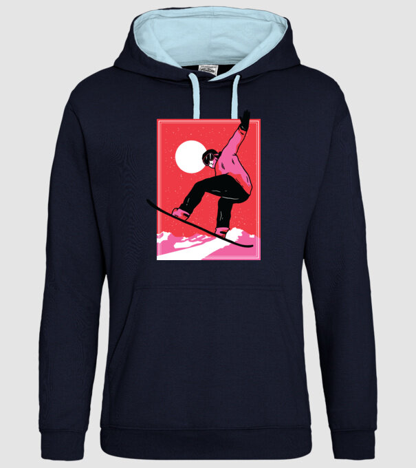 Snowboard poster model albastru închis pe tricou