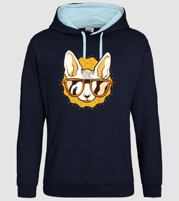 Sphynx Pisică Cool model albastru închis pe tricou