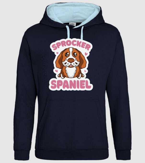 Sprocker Spaniel model albastru închis pe tricou