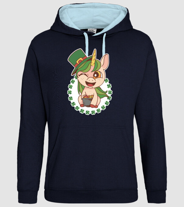 St Patrick Unicorn model albastru închis pe tricou