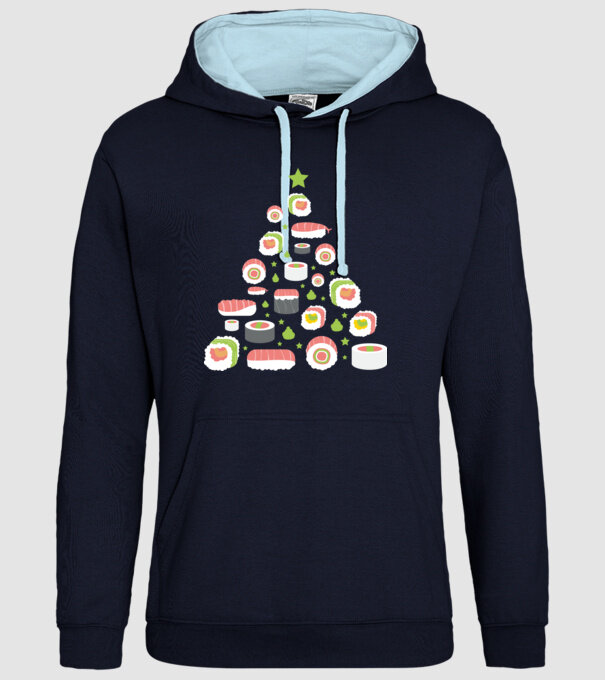 Pom de Crăciun Sushi model albastru închis pe tricou