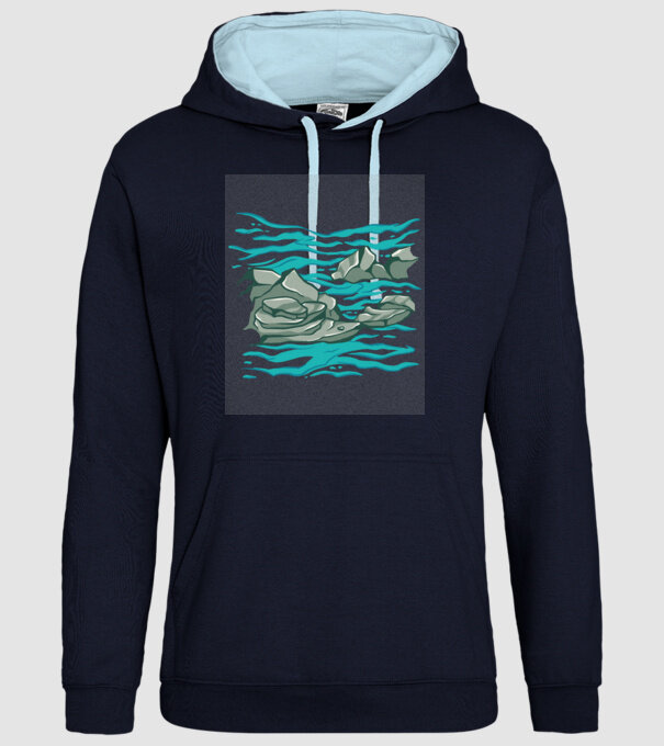 Oceanul cu Stânci model albastru închis pe tricou