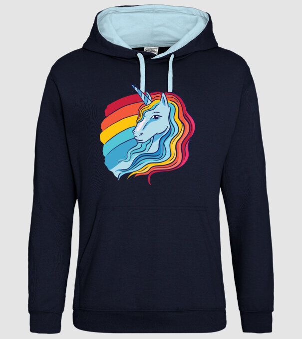Unicorn cu Curcubeu model albastru închis pe tricou
