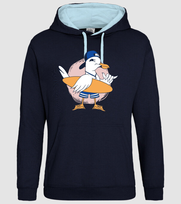 Pescăruș Surfing model albastru închis pe tricou