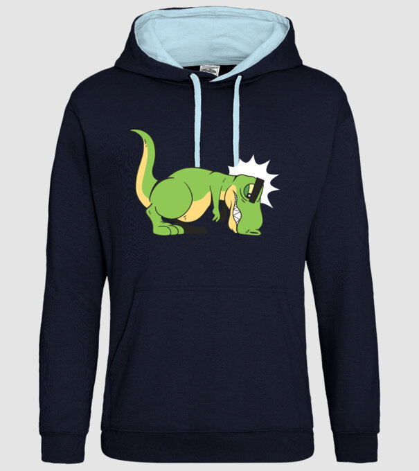 T-rex Push-up model albastru închis pe tricou