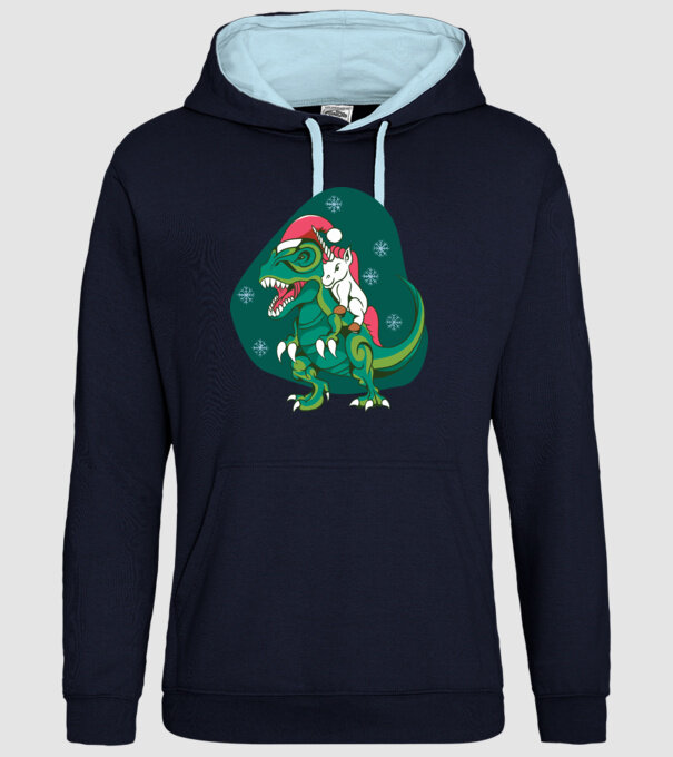T-rex unicorn Crăciun model albastru închis pe tricou