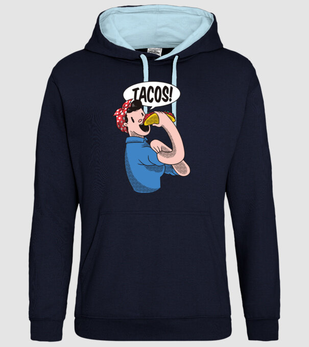 Tacos feminism model albastru închis pe tricou