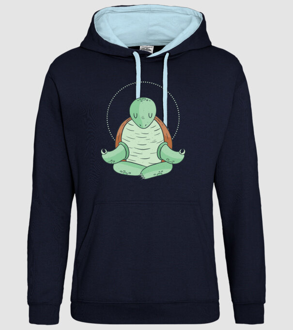Broască țestoasă Yoga model albastru închis pe tricou
