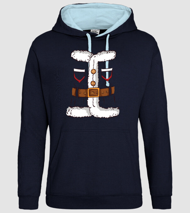 Moș Crăciun Costum model albastru închis pe tricou