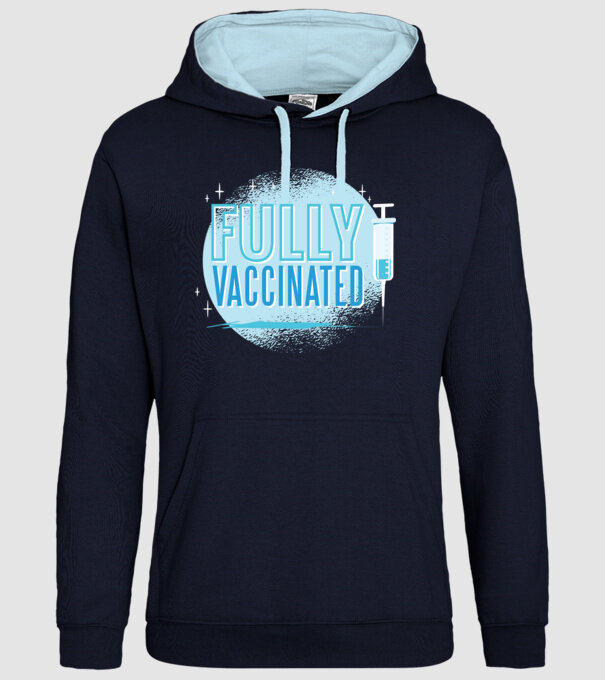 Complet vaccinat model albastru închis pe tricou