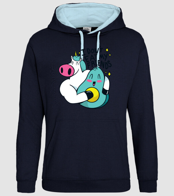 Unicorn Avocado Prietenie model albastru închis pe tricou