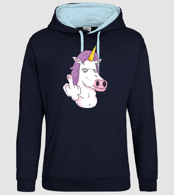 Unicorn arată degetul model albastru închis pe tricou