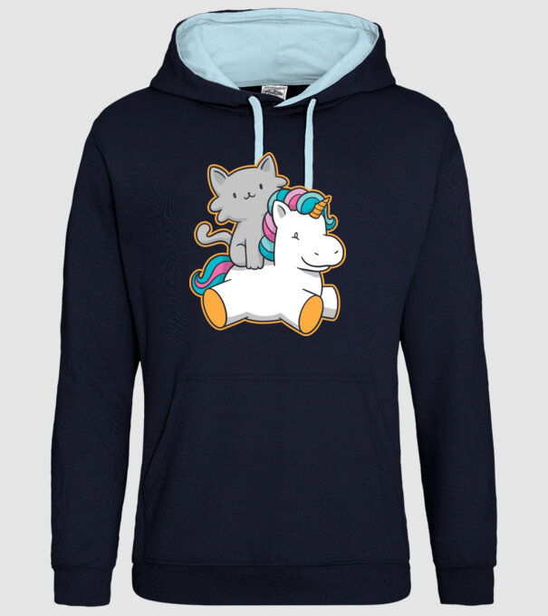 Unicorn Cu pisică model albastru închis pe tricou