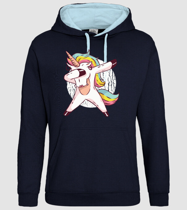Unicorn DAB model albastru închis pe tricou