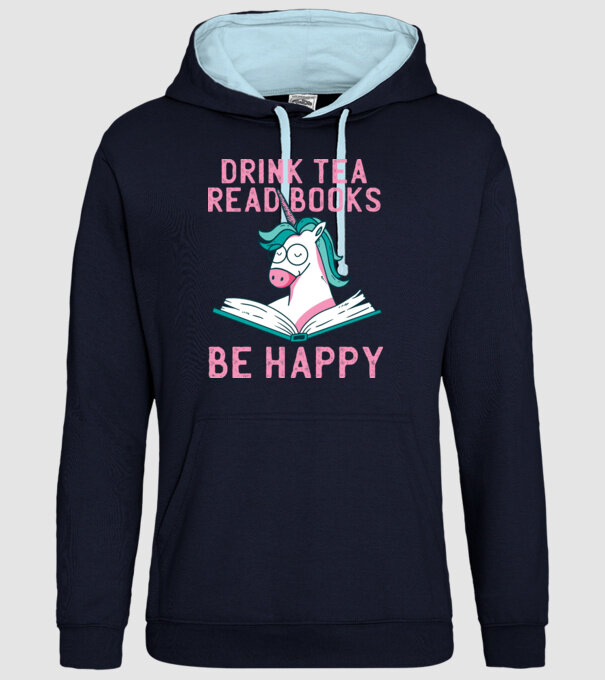 Unicorn Lectură Carte model albastru închis pe tricou