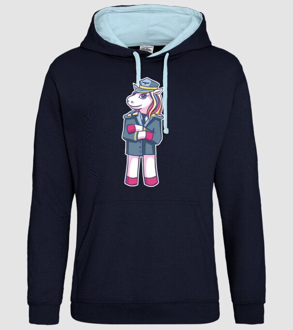 Unicorn Pilot model albastru închis pe tricou