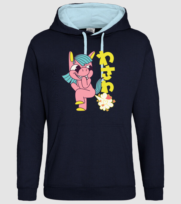 Bășică Unicorn model albastru închis pe tricou