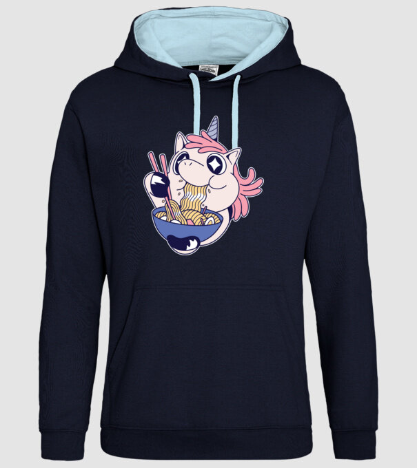 Unicorn Ramen model albastru închis pe tricou