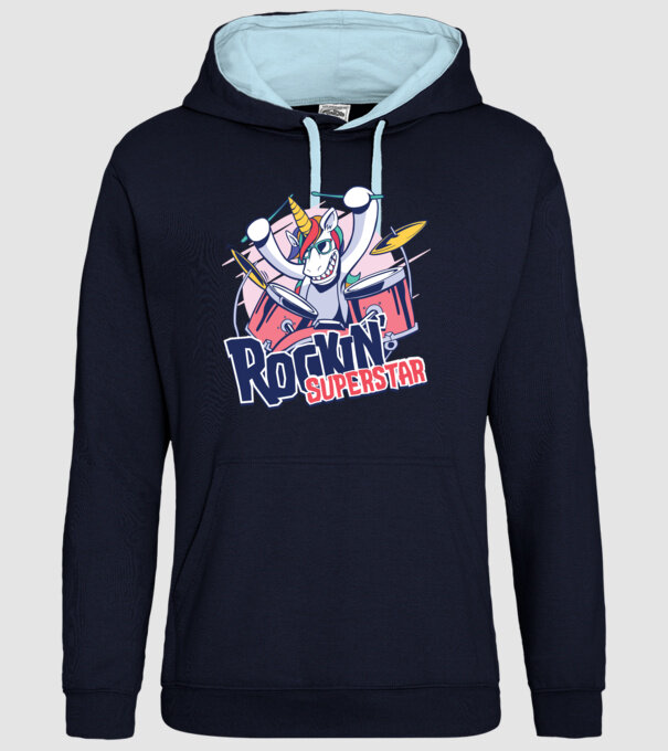 Unicorn Star rock model albastru închis pe tricou
