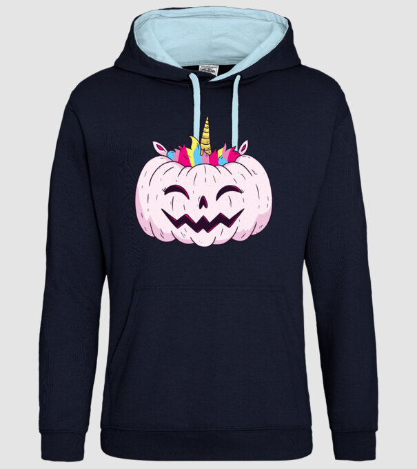 Unicorn Dovleac Halloween model albastru închis pe tricou